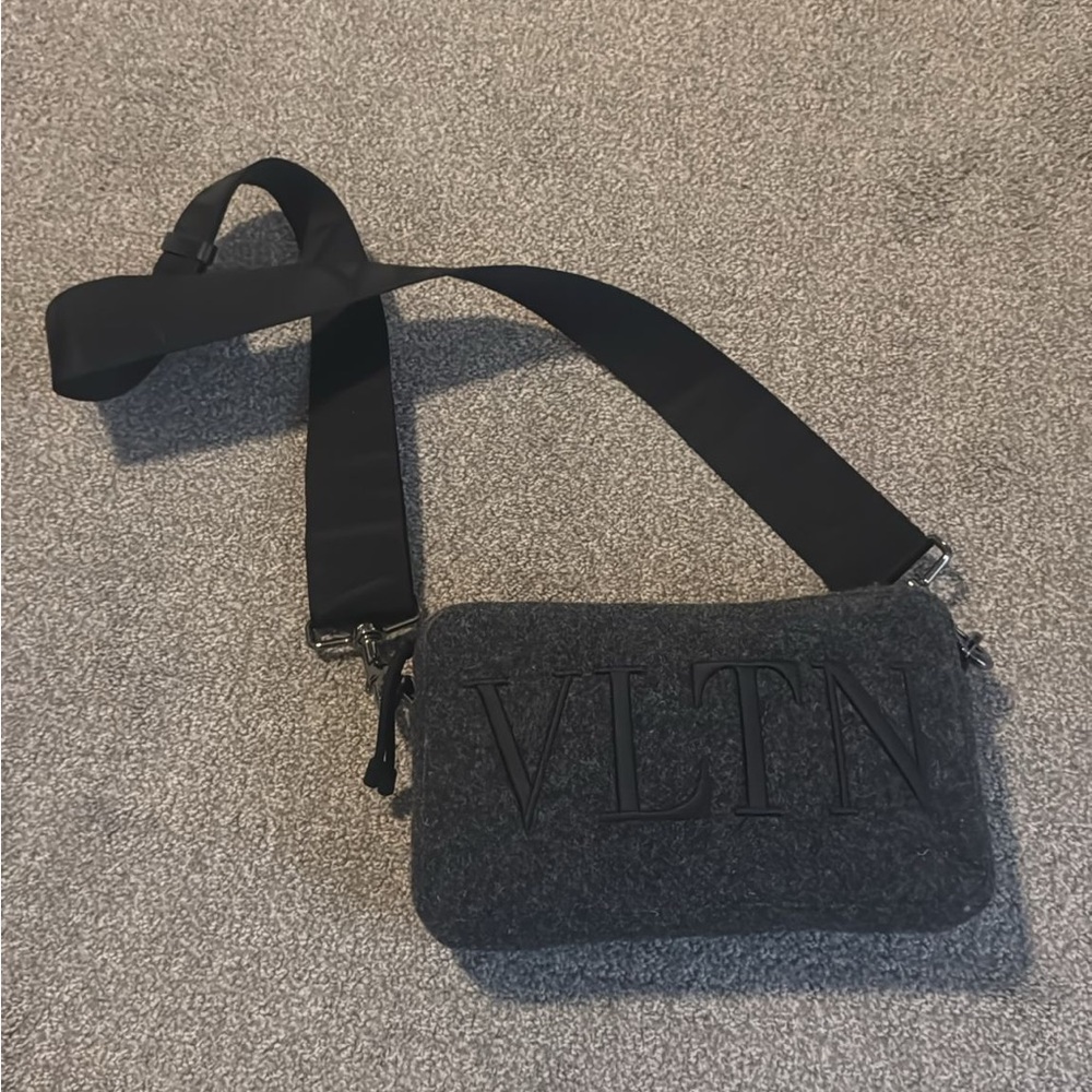 Valentino Gray/Black Felt Crossbody Bag